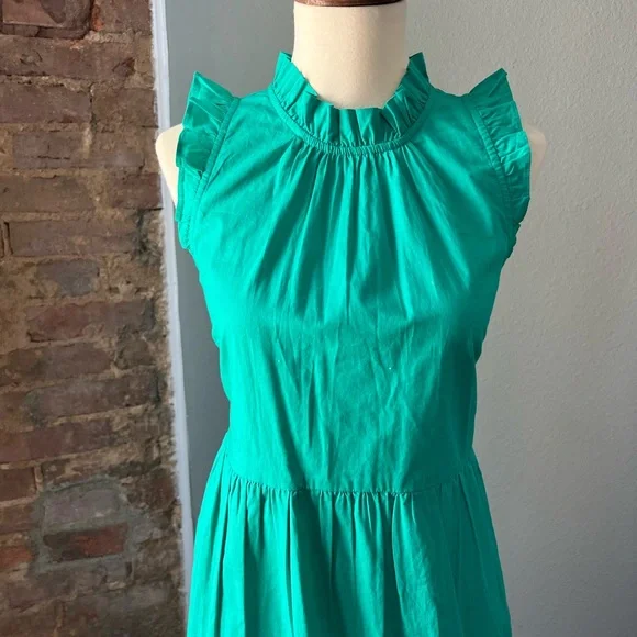 NWT J.Crew Factory J.Crew Petite Tiered Ruffle Midi
Dress P4 Green - Picture 5 of 7